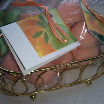 14 bath bombs in Mandarin, Basil, Lime fragrance, gift bag bath fizzies, great for dry skin, shea, cocoa, 7 ultra rich oils