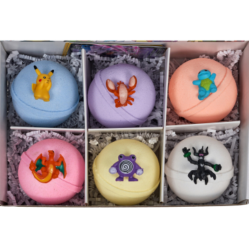 POKEMON Bath Bombs For Kids With Surprise Toys Inside (Pokemon) USA made, Natural, Organic XL 5 oz Gift Set For Girls/Boy