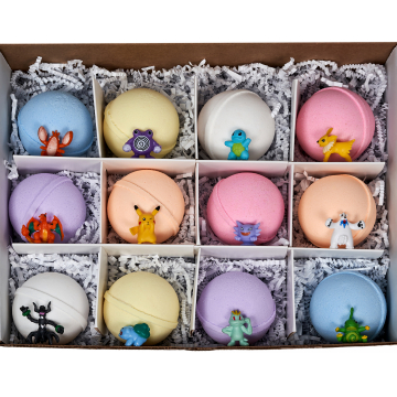 POKEMON Bath Bombs For Kids With Surprise Toys Inside (Pokemon) USA made, Natural, Organic XL 5 oz Gift Set For Girls/Boy (12 Count)