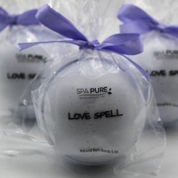 3 XL Love Spell fragrance, gift bag bath fizzies, great for dry skin, shea, cocoa, 7 ultra rich oils